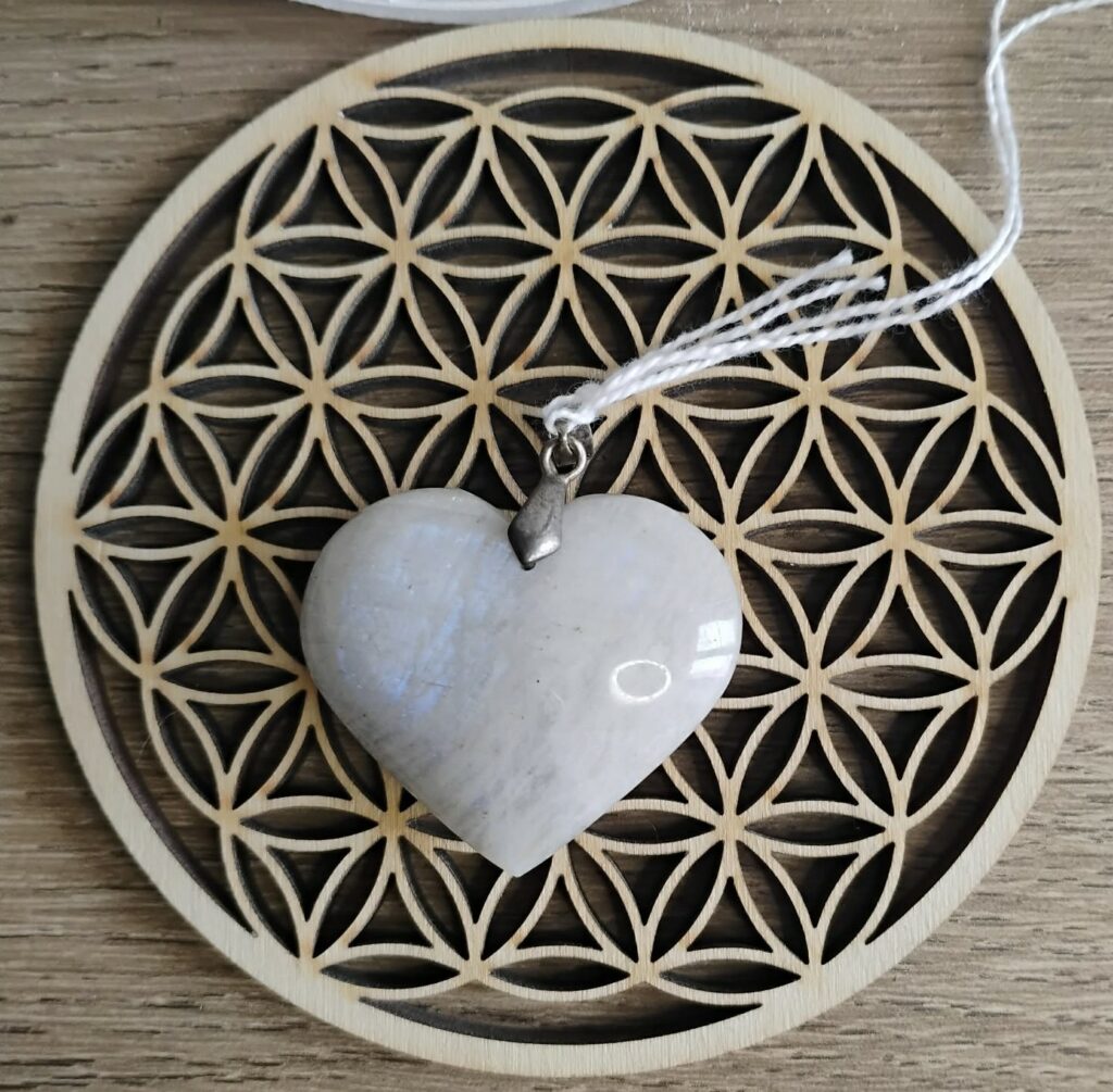 labradorite Blanche Pendentif Coeur