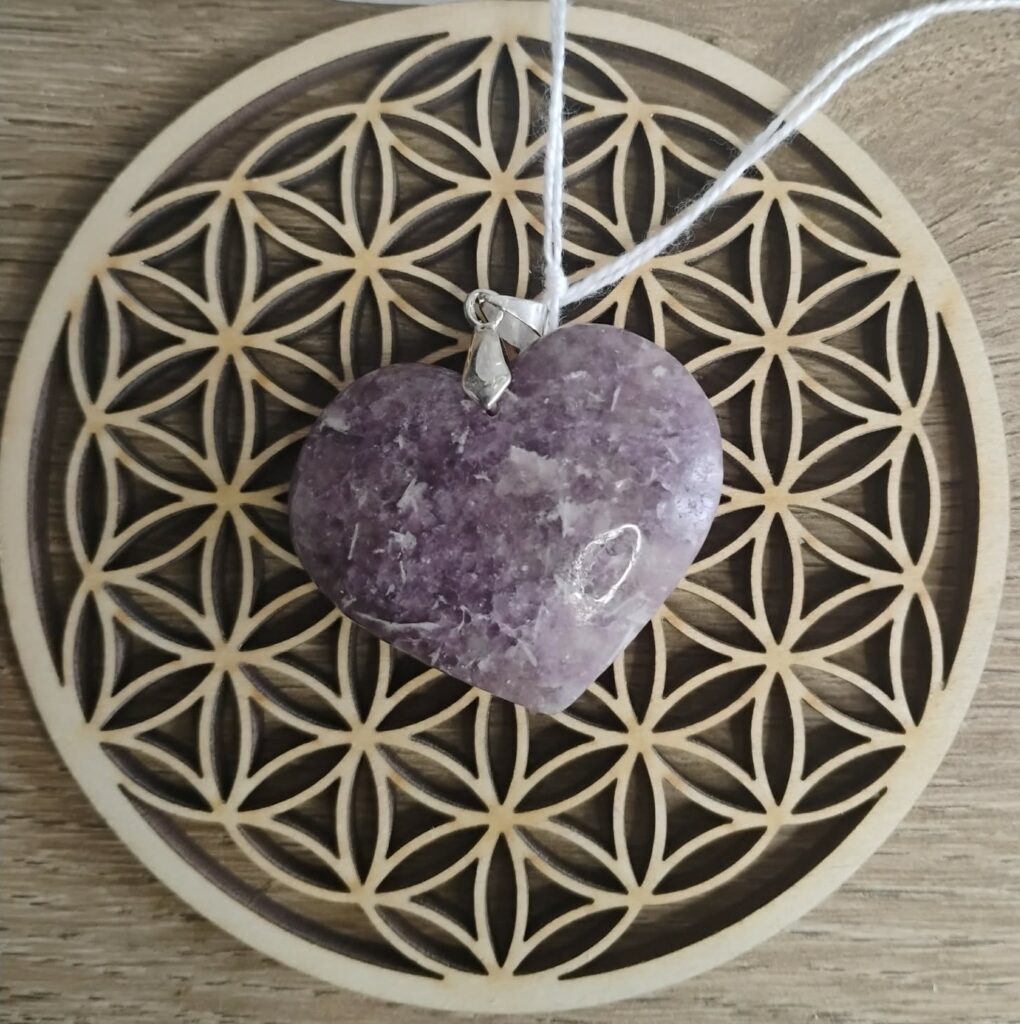 Lépidolite Pendentif Coeur