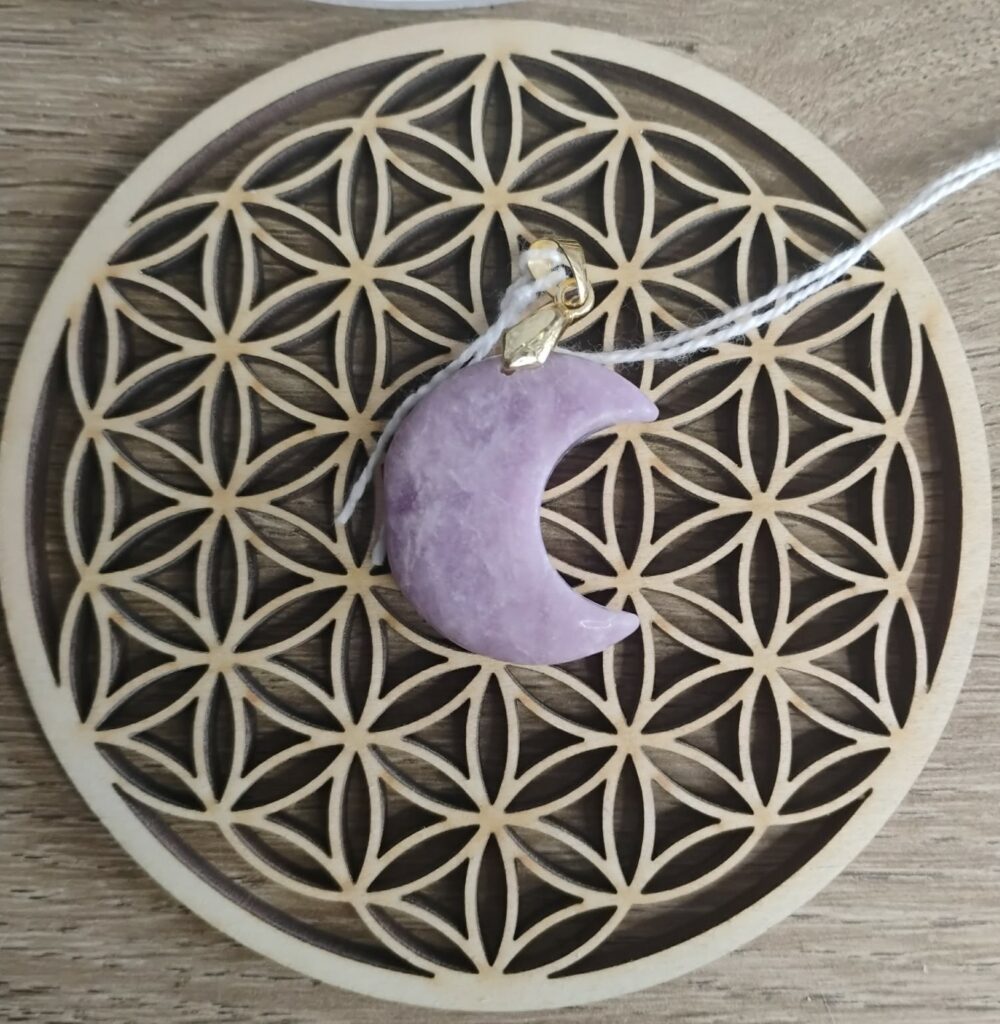 Lépidolite Pendentif Lune