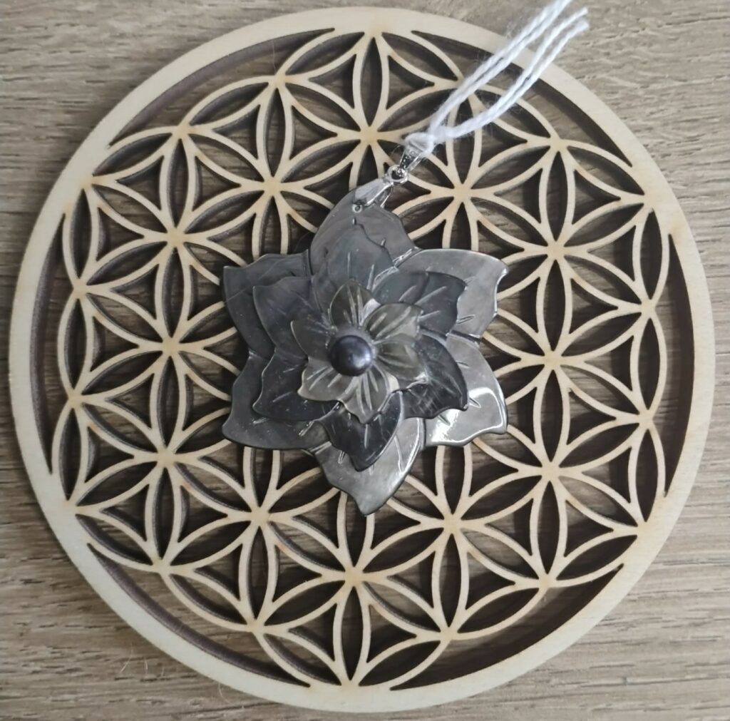 Nacre Pendentif Sculpté Fleur