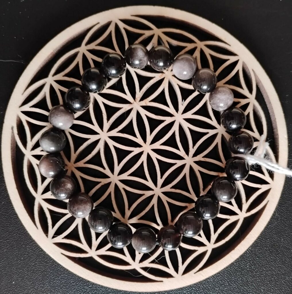 Obsidienne Argentée Bracelet 8Mm