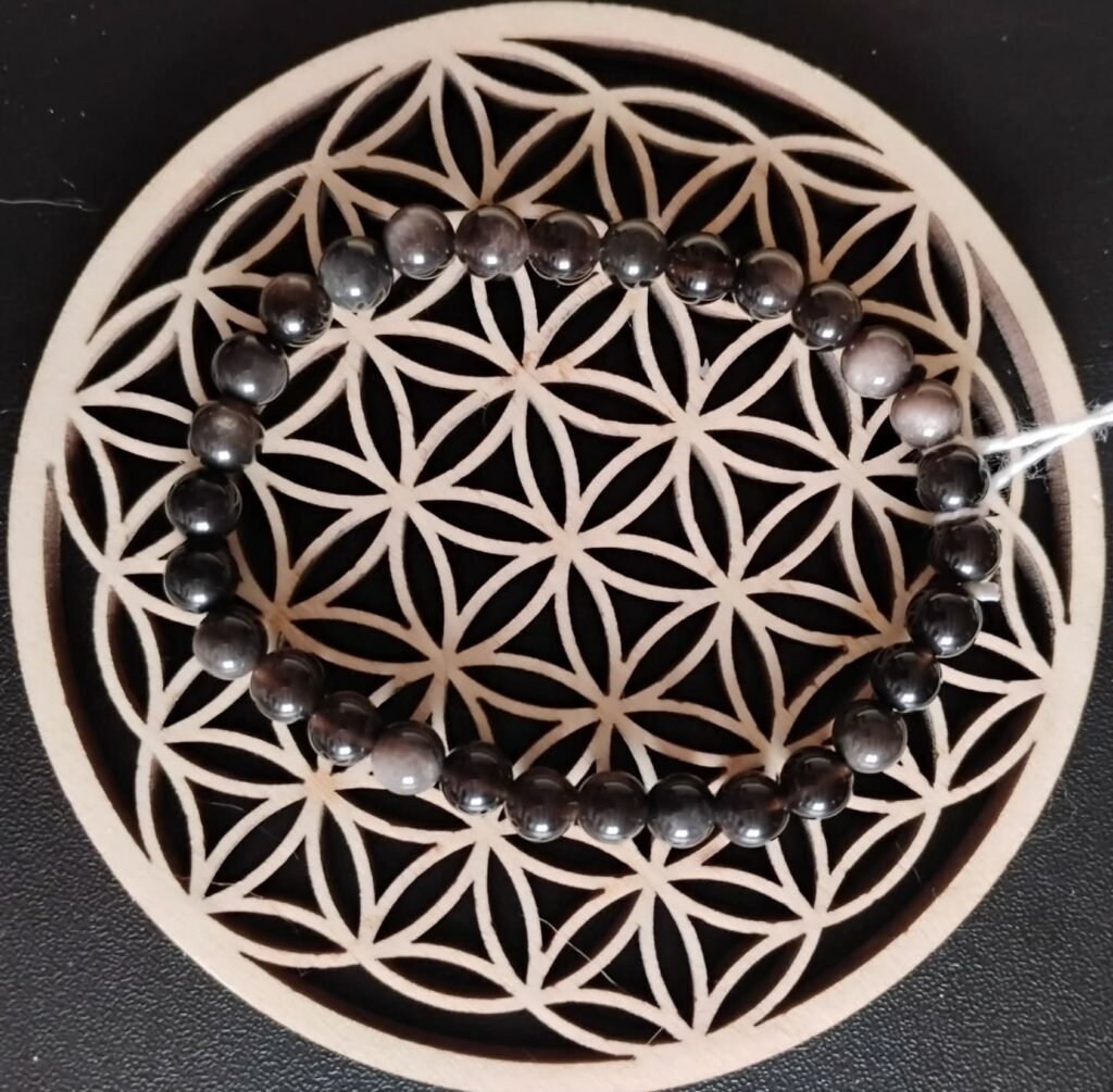 Obsidienne Argentée Bracelet 6Mm