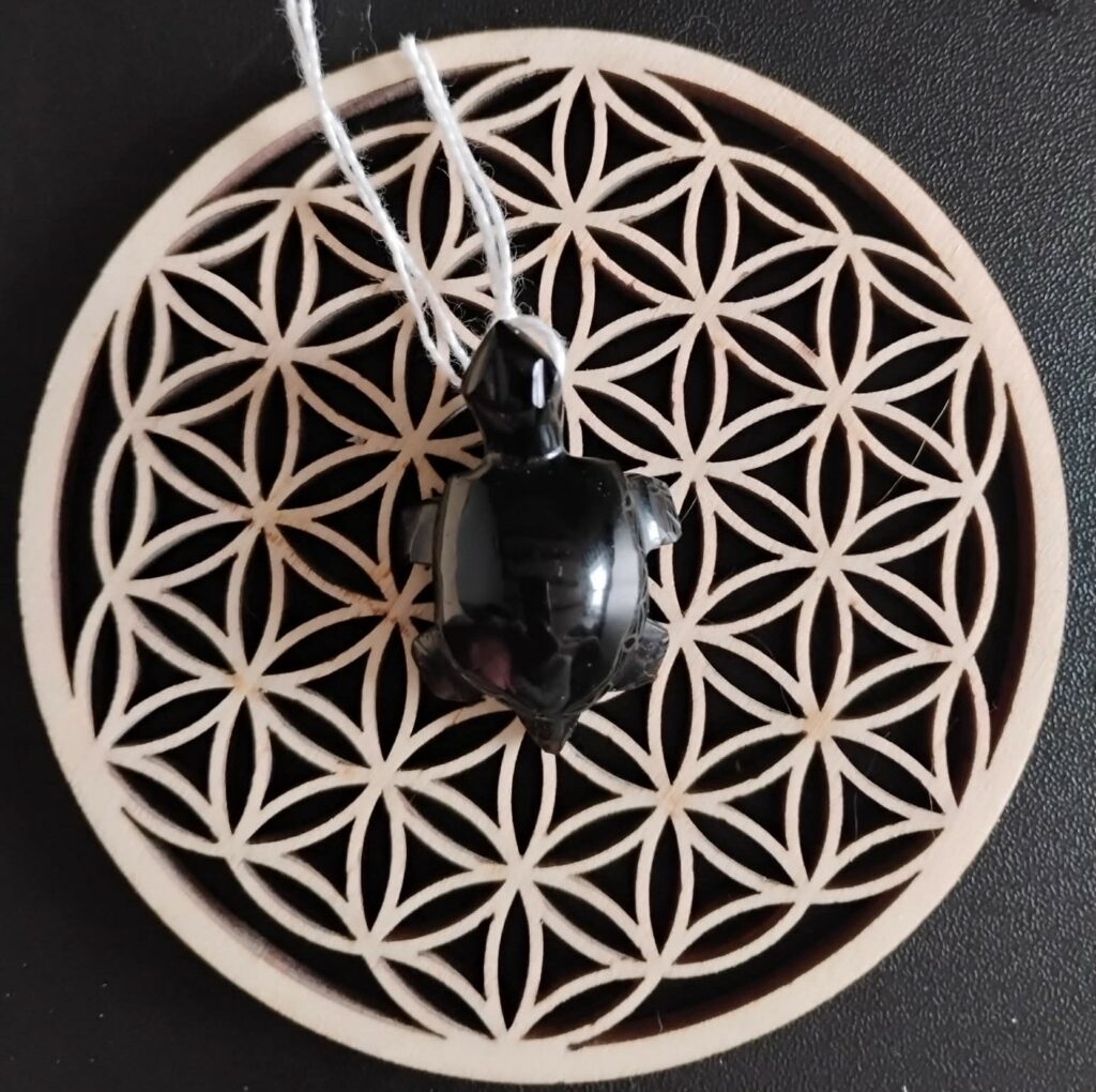 Obsidienne Dorée Pendentif Tortue