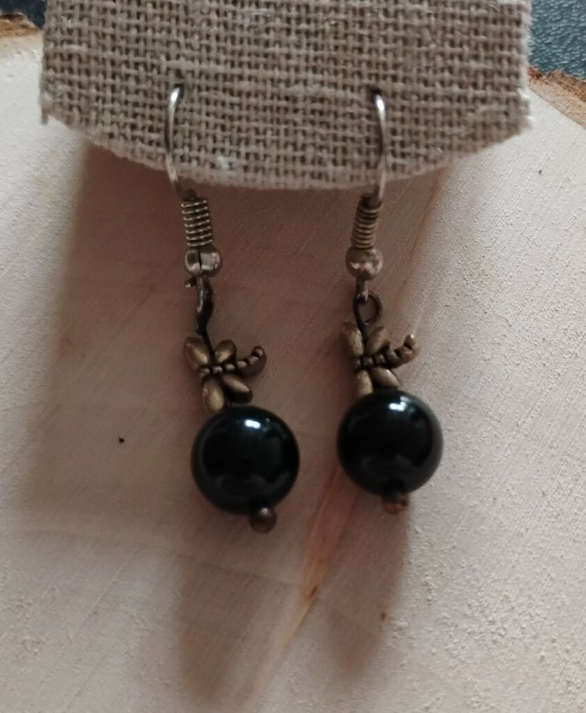 Obsidienne Noire Boucle d'Oreille