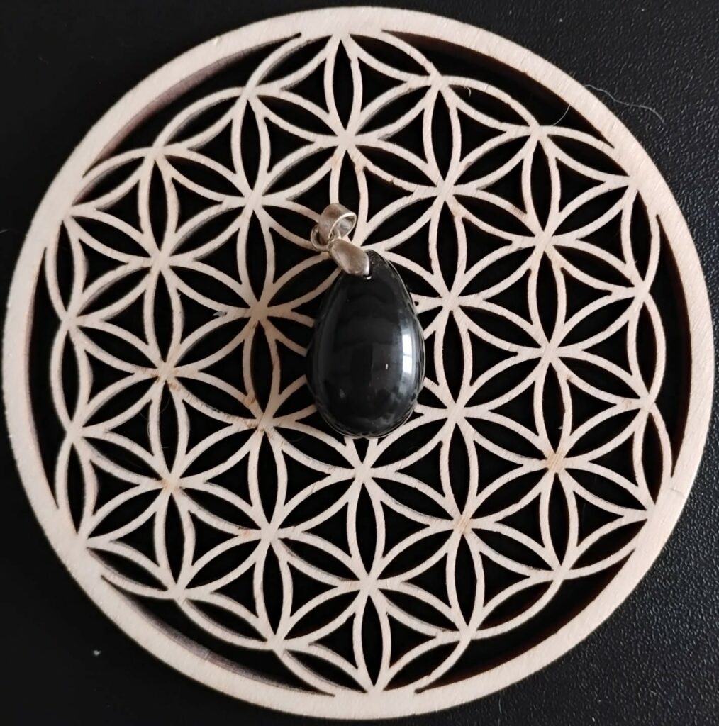 Obsidienne Noire Pendentif Ovale