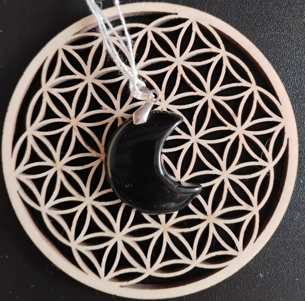 Obsidienne Noire Pendentif Lune