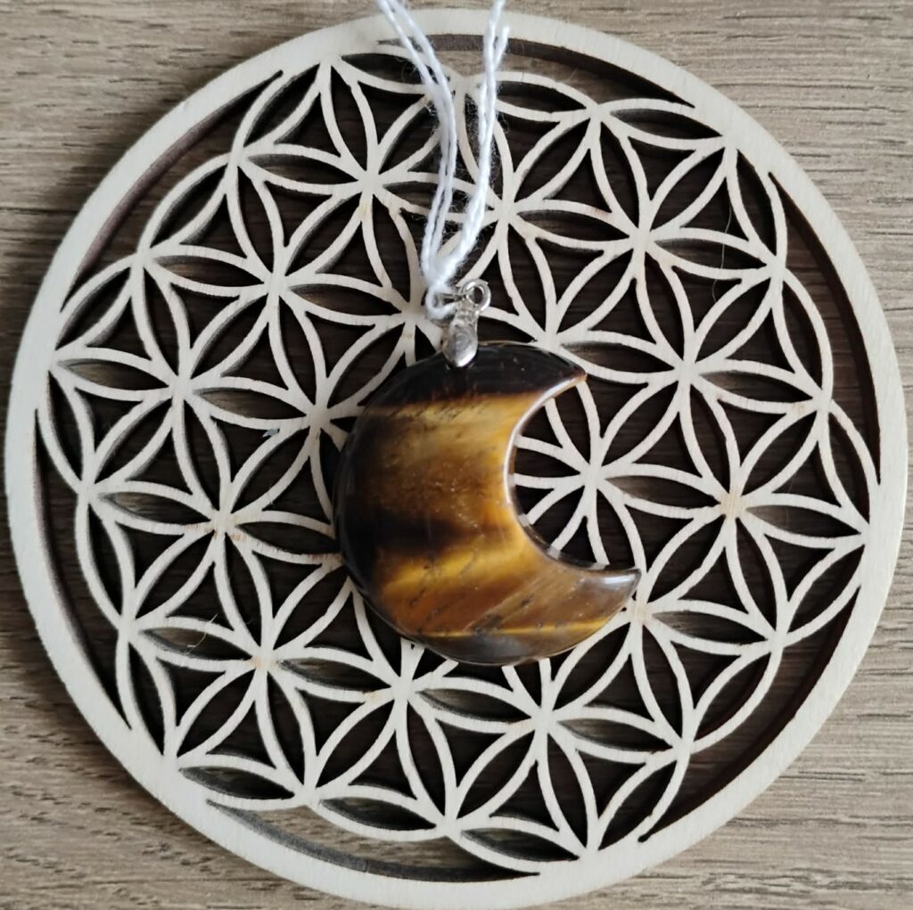Oeil de Tigre Pendentif Lune