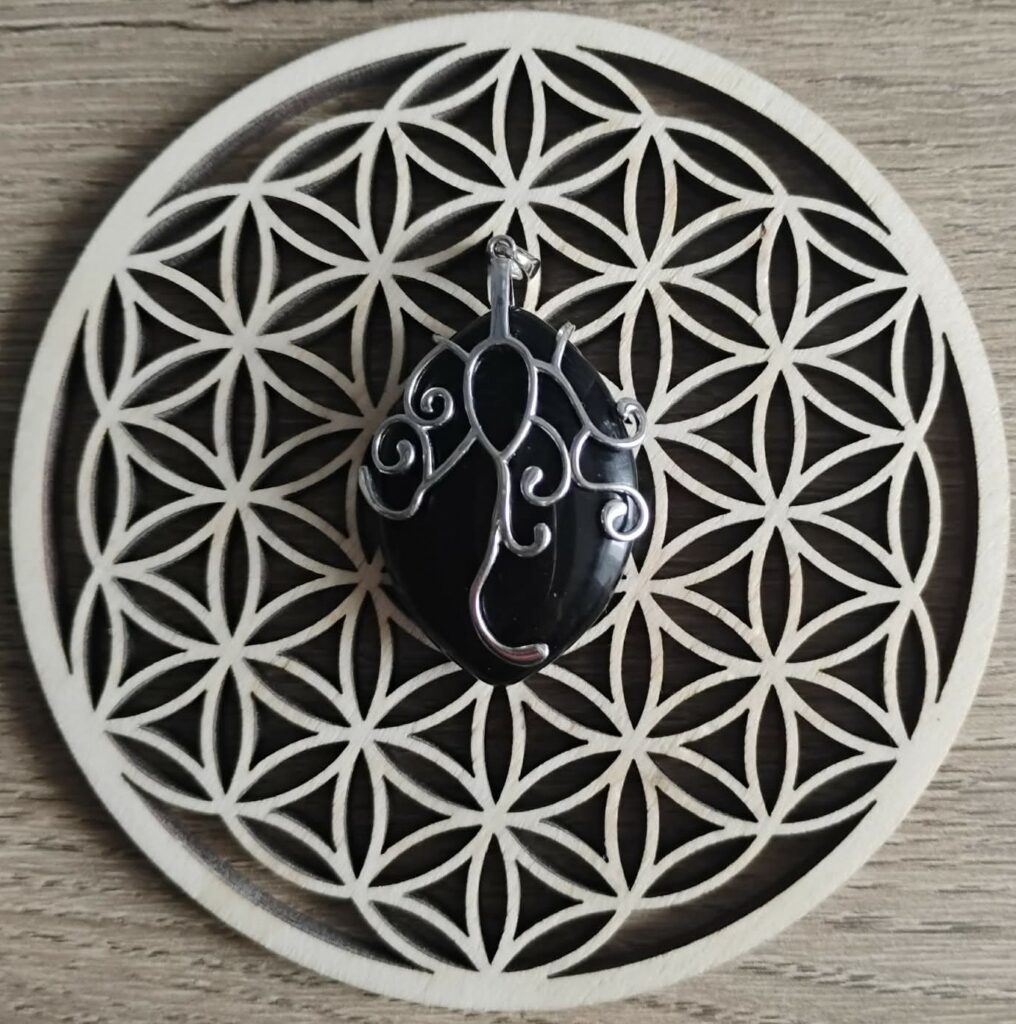 Obsidienne Noire Pendentif Monture