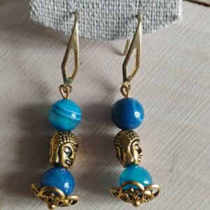 Agate Bleue Boucle d'Oreille