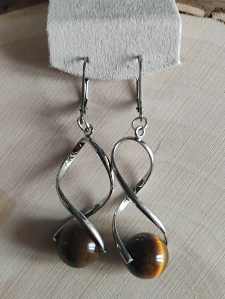 Oeil de Tigre Boucle d'Oreille