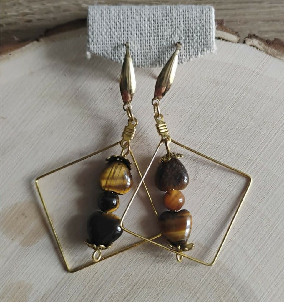 Oeil de Tigre Boucle d'Oreille 2