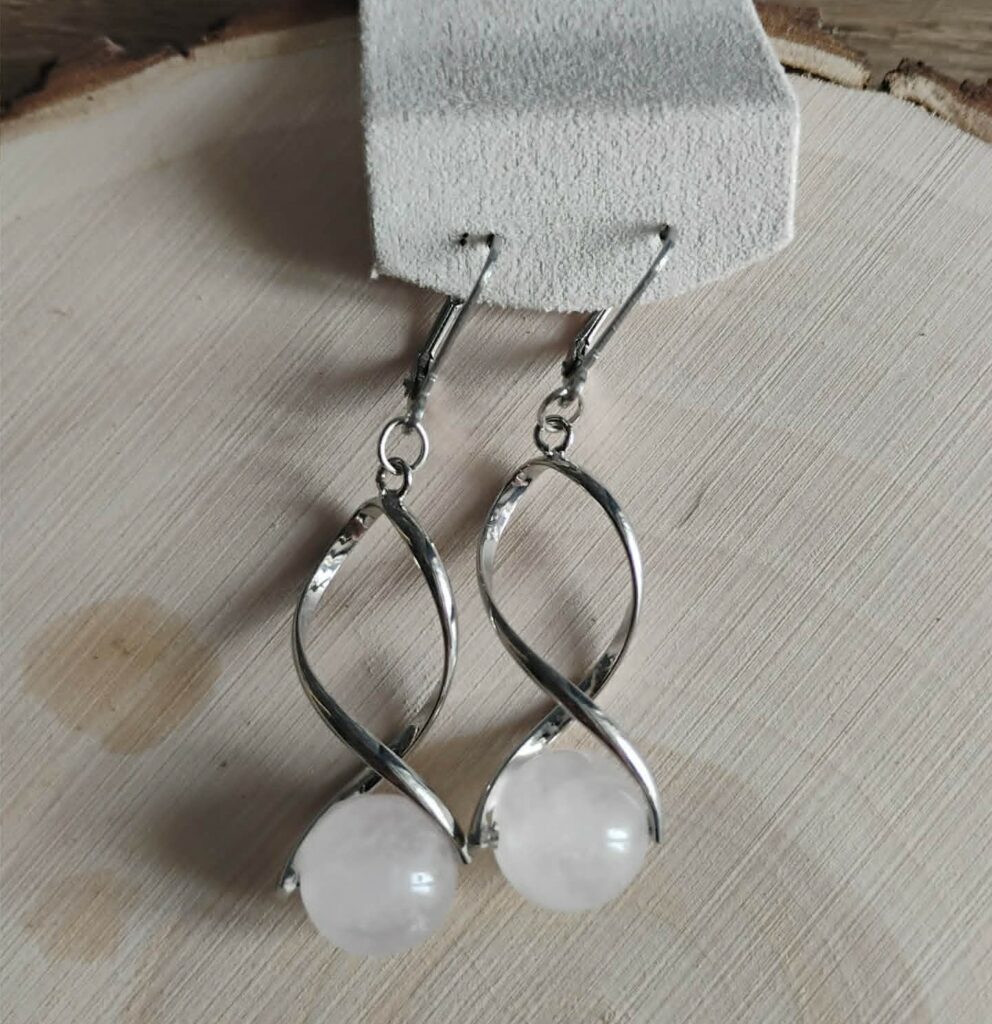 Quartz Rose Boucle d'Oreille