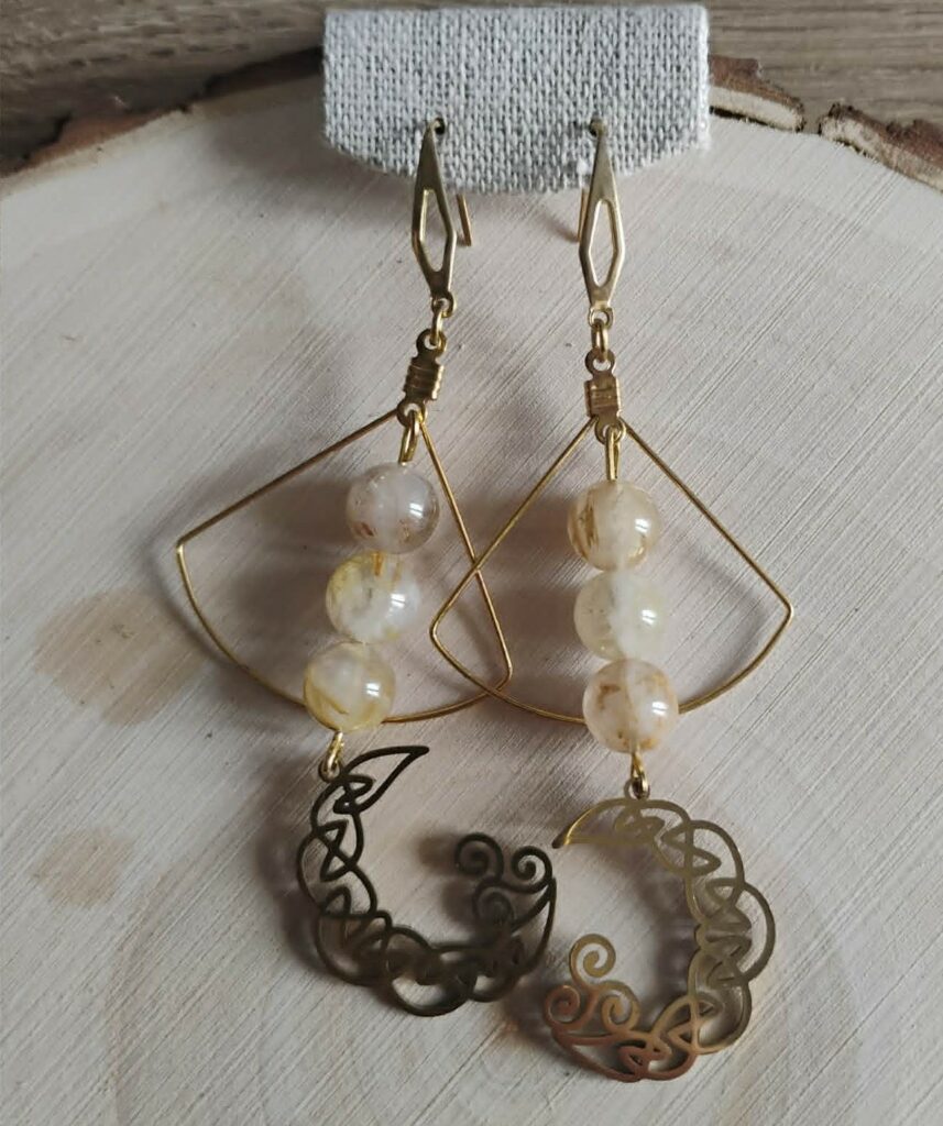 Quartz Rutilé Boucle d'Oreille